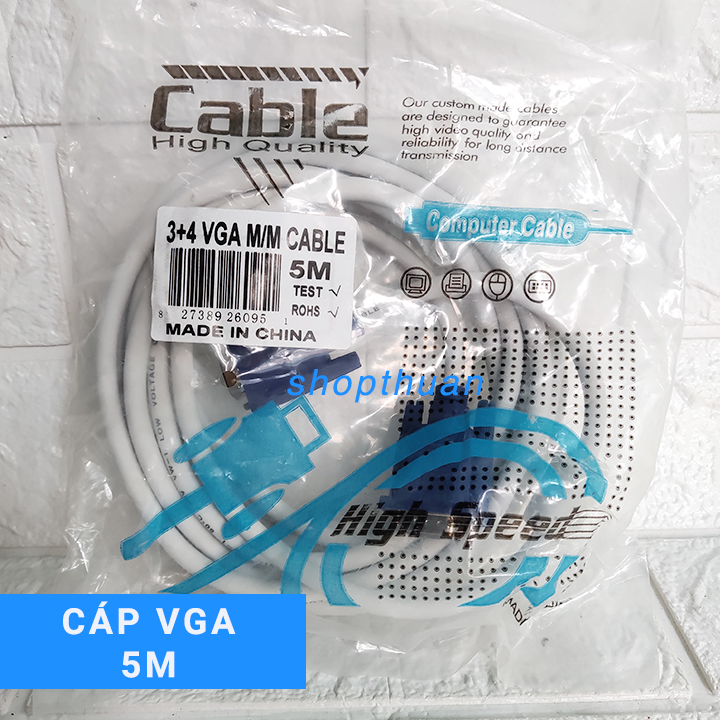 DAY CAP VGA 5M MAU TRANG Dây cáp VGA 5 mét màu trắng