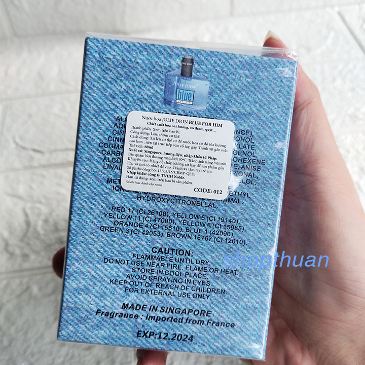 2 nuoc hoa nam jolie dion blue him Nước Hoa Nam Jolie Dion Blue Him 012 - 50ml