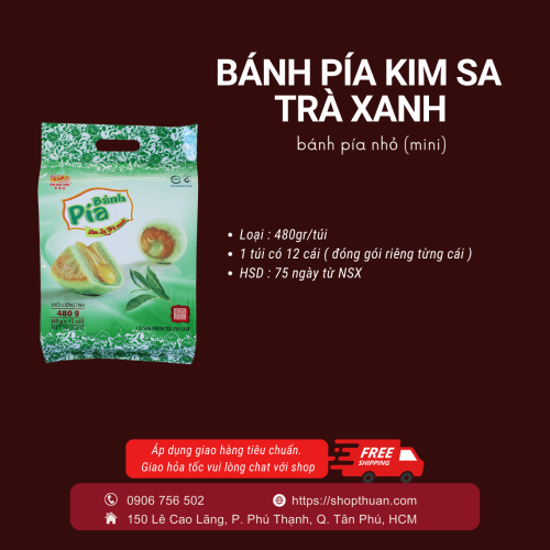 kim sa trà xanh Tân huê viên 480g