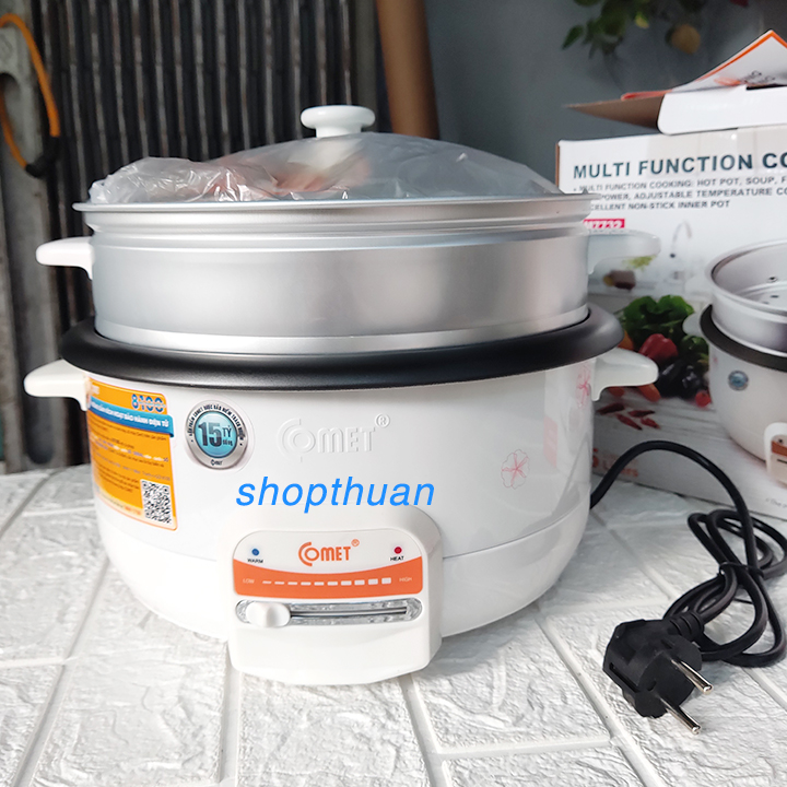 51 noi lau dien comet CM7732 Nồi lẩu điện Comet CM7732 3.5 lít công suất 1300w có xửng hấp