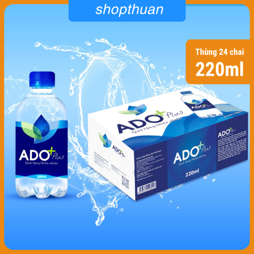 Nước uống đóng chai ADO+Plus chai 220ml ( thùng 24 chai )
